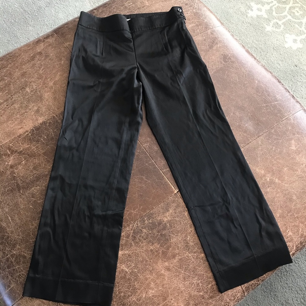 Black satin cropped pants